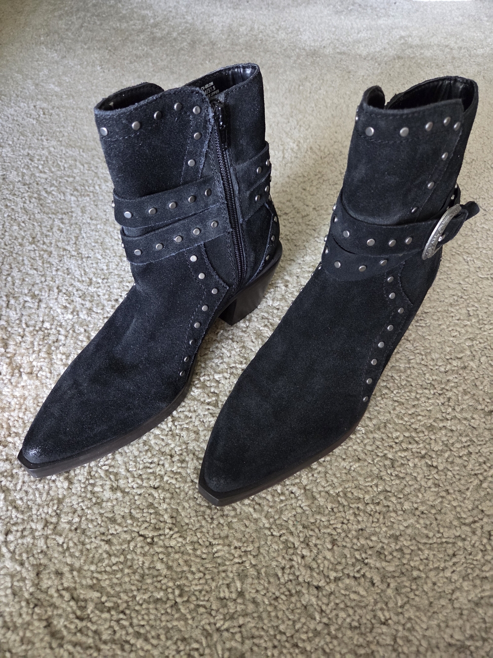 Crown Vintage Women's Black Suede Studded Ankle Boots